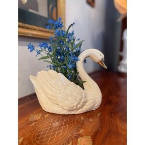 Vintage Swan Planter • Hand Signed 1993 Ceramic Bird Vase
